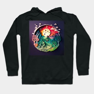 3D Effect Papercut Art - Fairytale Scene Hoodie